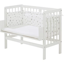 Alvi Nestchen Für Beistellbett, Sterne Silbergrau Exklusiv