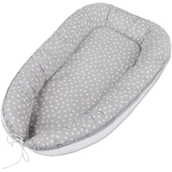 Babybay® Kuschelnest Perlgrau Punkte Weiß