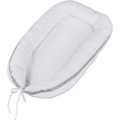 Babybay® Kuschelnest Weiß Punkte Perlgrau