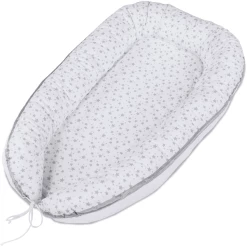 Babybay® Kuschelnest Weiß Sterne Perlgrau