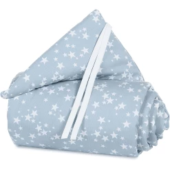 Babybay® Nestchen Piqué Mini/Midi Azurblau Sterne Weiß 157 X 25 Cm