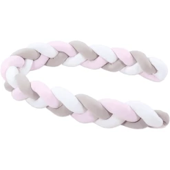 Babybay® Nestchenschlange Zopfmuster Weiß/beige/rosé 200 Cm