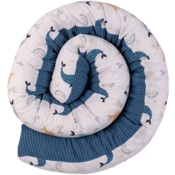 Ullenboom Baby Bettschlange Waffelpique Blau Wale 200 Cm