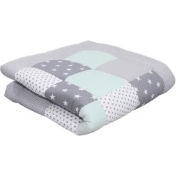 Ullenboom Krabbeldecke & Laufgittereinlage 120 X 120 Cm Patchwork Mint Grau 120x120 Cm