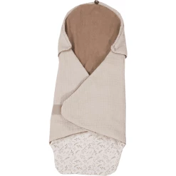 ULLENBOOM Sommer-Einschlagdecke Waffel Motiv Floral Sand